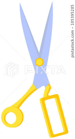 Scissors, tool made of blades and plastic handles. Equipment for creativity, cutting materials Scissors, tool made of blades and plastic handles. Equipment for creativity, cutting materials 105395285