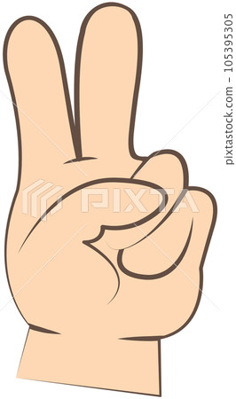 Hand gesture like letter V symbolizing Peace. Gesture in form of two fingers raised up. Victory hand Hand gesture like letter V symbolizing Peace. Gesture in form of two fingers raised up. Victory hand 105395305