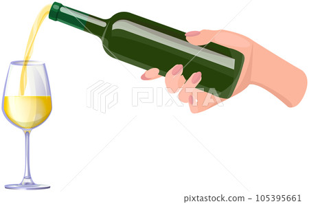 Sparkling wine, alcoholic drink pouring into glass for celebration. Champagne bottle in human hand Sparkling wine, alcoholic drink pouring into glass for celebration. Champagne bottle in human hand 105395661