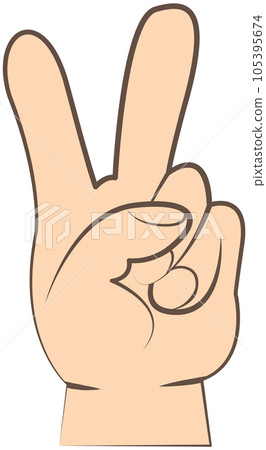 Hand gesture like letter V symbolizing Peace. Gesture in form of two fingers raised up. Victory hand Hand gesture like letter V symbolizing Peace. Gesture in form of two fingers raised up. Victory hand 105395674