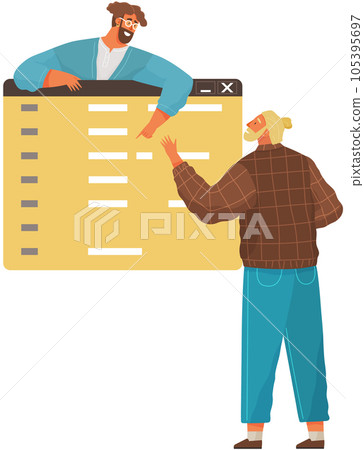 Programmer engineering and coding. Set of programmers working on web development on computers 105395697