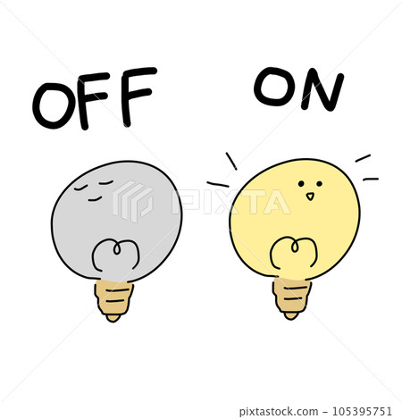 Illustration of a cute light bulb that is off and on 105395751