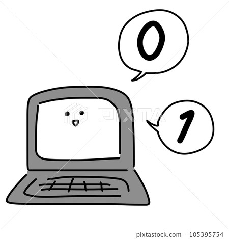 理解 0 和 1 的二進制的可愛筆記本電腦的插圖 105395754