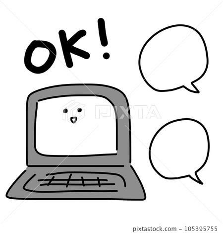 Illustration of a cute laptop that understands commands 105395755