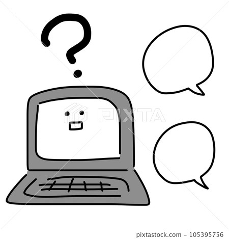 Illustration of a cute laptop that can't understand commands 105395756
