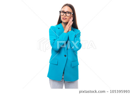 young well-groomed slender brunette model in a stylish business look. office fashion concept 105395993