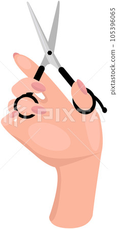 Hairdresser tool for cutting hair, barbershop symbol. Hairdressing scissors with sharp blades Hairdresser tool for cutting hair, barbershop symbol. Hairdressing scissors with sharp blades 105396065