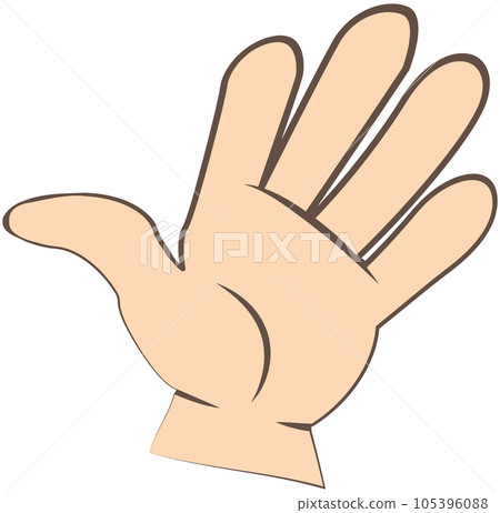 Human hand in cartoon style isolated on white, hand waving. Hello welcome or goodbye gesture 105396088