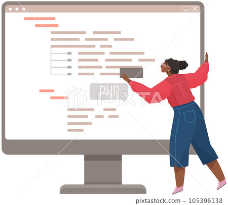 Programmer engineering and coding. Set of programmers working on web development on computers 105396138