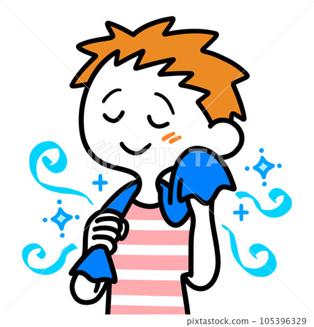 A man who cools down with a cooling towel 105396329