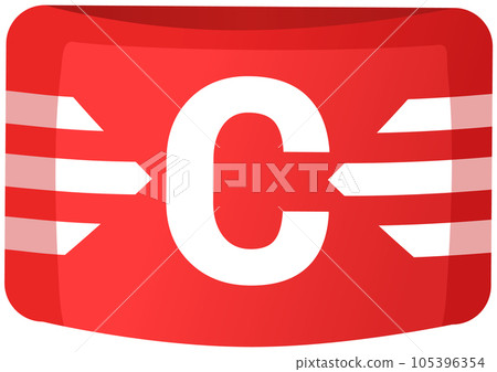 Captain armband red icon flar vector illustration, sports team leader badge isolated patch Captain armband red icon flar vector illustration, sports team leader badge isolated patch 105396354