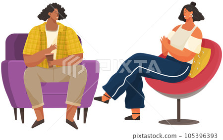 Communication, conversation at workplace. Colleagues communicate. People discuss work questions 105396393