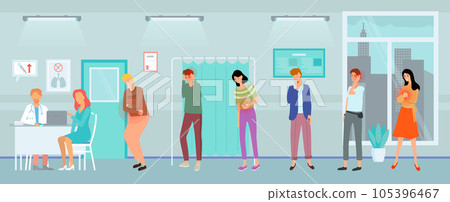 Sick patients waiting for diagnosis of diseases in hospital. People suffering from severe pain 105396467