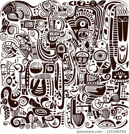 Abstract pattern in native African style. Vector illustration. Traditional African abstract painting Abstract pattern in native African style. Vector illustration. Traditional African abstract painting 105396769