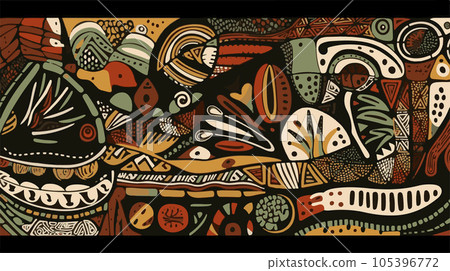 Abstract pattern in native African style. Vector illustration. Traditional African abstract painting 105396772
