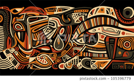 Abstract pattern in native African style. Vector illustration. Traditional African abstract painting Abstract pattern in native African style. Vector illustration. Traditional African abstract painting 105396779