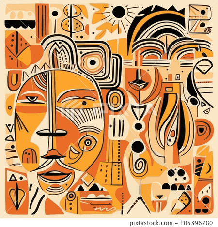 Abstract pattern in native African style. Vector illustration. Traditional African abstract painting Abstract pattern in native African style. Vector illustration. Traditional African abstract painting 105396780