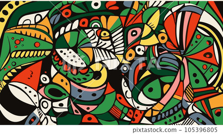 Abstract pattern in native African style. Vector illustration. Traditional African abstract painting 105396805