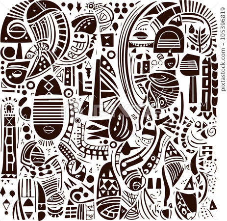 Abstract pattern in native African style. Vector illustration. Traditional African abstract painting Abstract pattern in native African style. Vector illustration. Traditional African abstract painting 105396819