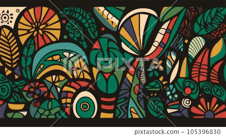 Abstract pattern in native African style. Vector illustration. Traditional African abstract painting Abstract pattern in native African style. Vector illustration. Traditional African abstract painting 105396830