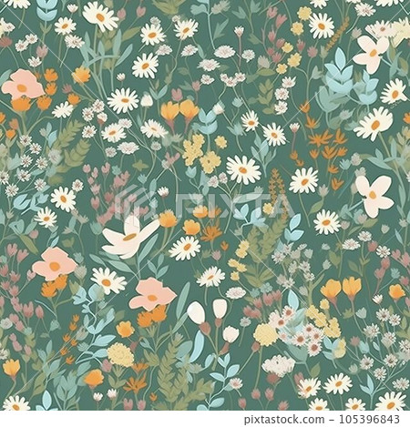 Floral seamless patterns design for paper, fabric, wallpaper Created with Generative AI technology. 105396843