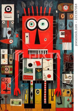 Illustration abstract of face and portrait by fine art style Created with Generative AI technology. 105397064