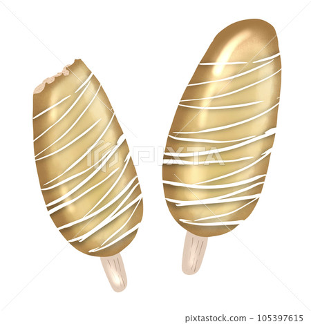Double sticks ice cream, illustration element, PNG. Double sticks ice cream, illustration element, PNG. 105397615
