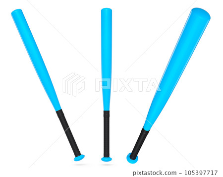 Set of professional softball or baseball bats isolated on white background. 105397717