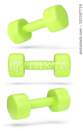 Set of dumbbells with rubber disks isolated on white background 105397719
