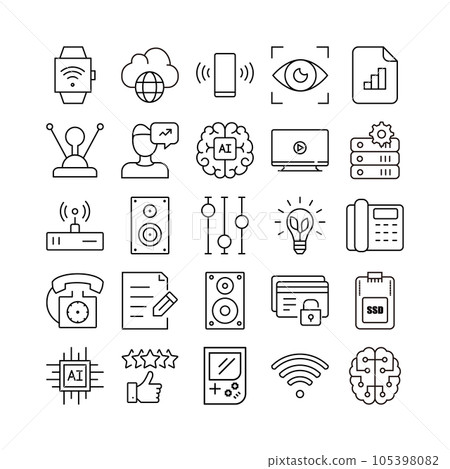 device artificial intelligence technology icon set device artificial intelligence technology icon set 105398082