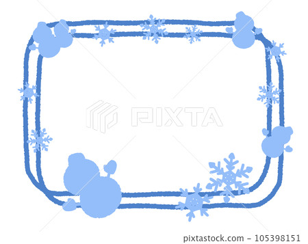Square frame of snowman and snowflakes Square frame of snowman and snowflakes 105398151