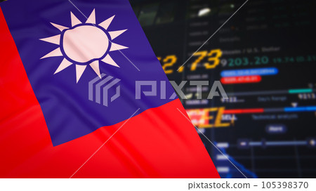 The Taiwan flag on Business Background image 3d rendering 105398370