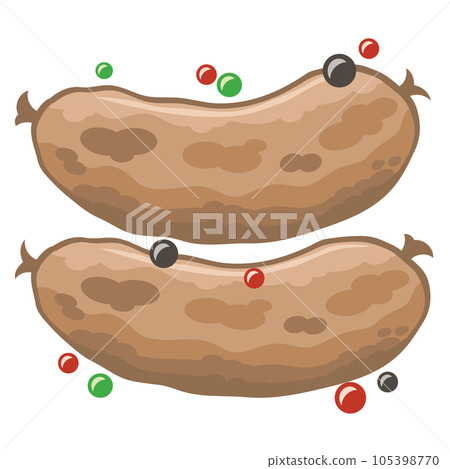 Vector meat beaf bbq sausages with pepper spices Vector meat beaf bbq sausages with pepper spices 105398770