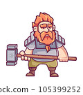 Dwarf warrior holding a hammer 105399252
