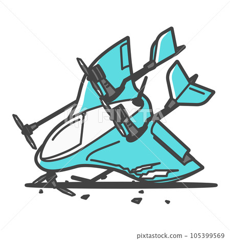 Broken fixed-wing/hybrid logistics delivery drone 105399569