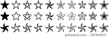 單色星星的矢量插圖集 單色星星的矢量插圖集 105400037