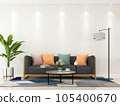 Interior living room with sofa and decorations. Scandinavian design. 3D render 105400670
