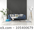 Interior living room with sofa and decorations. Scandinavian design. 3D render 105400679