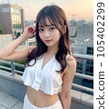 A beautiful female high school model staring at this 105402299