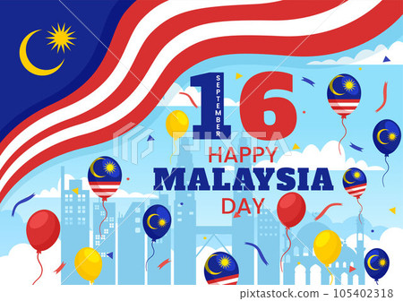 Happy Malaysia Day Celebration Vector Illustration on 16 September with Waving Flag and Twin Towers in Flat Cartoon Hand Drawn Templates Happy Malaysia Day Celebration Vector Illustration on 16 September with Waving Flag and Twin Towers in Flat Cartoon Hand Drawn Templates 105402318
