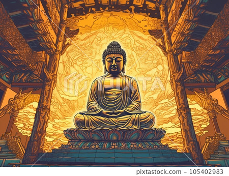 冥想佛像，生成AI AI圖像 105402983