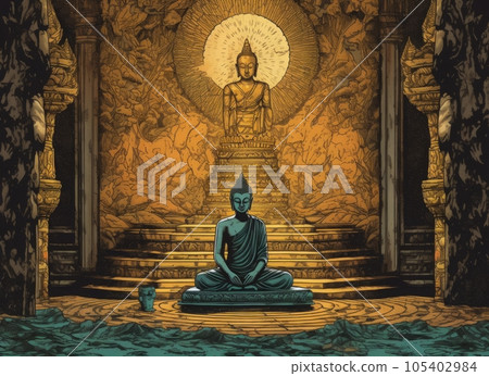 Meditating Buddha Statue, Generative AI AI Image 105402984