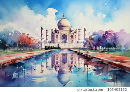 泰姬陵的圖像插圖，生成 AI AI 圖像 105403152
