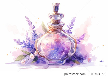 Small bottle and flower, Generative AI AI image 105403153