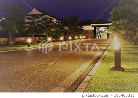 Osaka Castle illuminated at night, Osaka's symbol tower floating in the night sky of Osaka, Osaka Castle Park 105403332