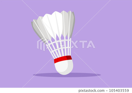 Cartoon flat style drawing shuttlecock for badminton logo. Sports equipment, hobbies. Standard of Olympic games, competitions, physical education, healthy lifestyle. Graphic design vector illustration 105403559