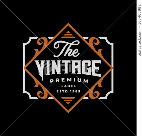 Logo design Badge Design Classic Retro Vintage Style, Vintage framed logo. Antique labels. Logo design Badge Design Classic Retro Vintage Style, Vintage framed logo. Antique labels. 105403998