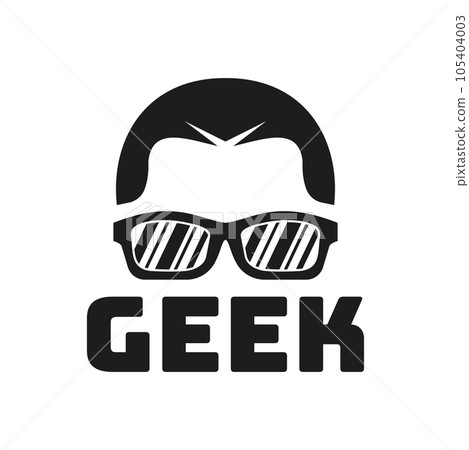 Geek Logo Design Illustration with Glasses in Flat Style Geek Logo Inspiration Geek Logo Design Illustration with Glasses in Flat Style Geek Logo Inspiration 105404003
