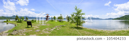 Lake Toya Ukimido where the statue of Prince Shotoku is enshrined 105404233
