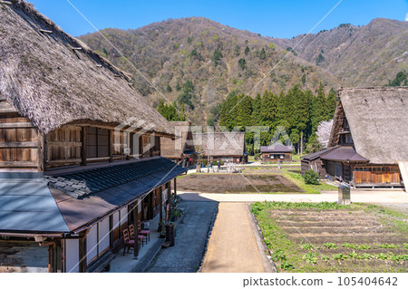 Gokayama, Toyama Prefecture Suganuma Gassho-zukuri Village in spring with cherry blossoms Gokayama, Toyama Prefecture Suganuma Gassho-zukuri Village in spring with cherry blossoms 105404642